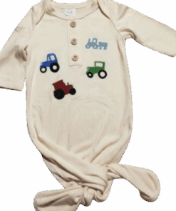 Tractor- newborn knotted gown with hat- 0-3 month