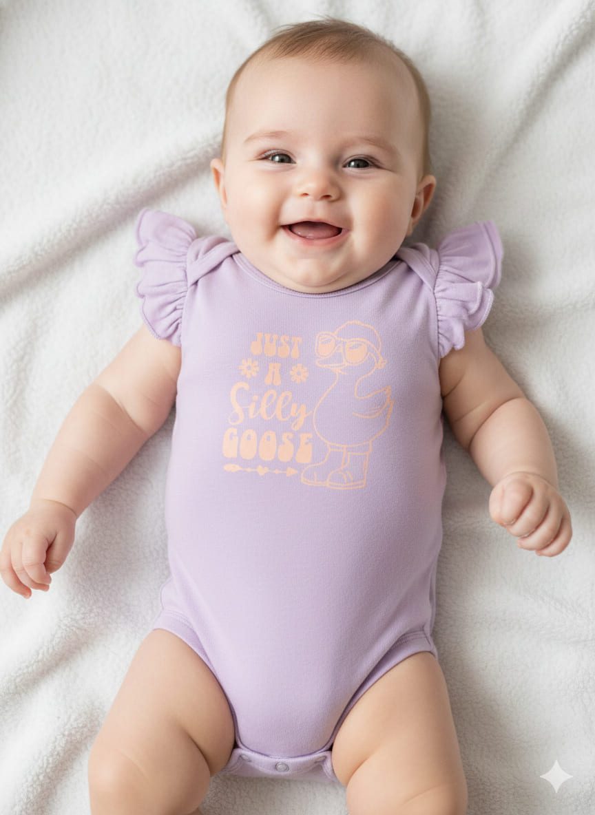 "Just a Silly Goose" Ruffled Baby Bodysuit